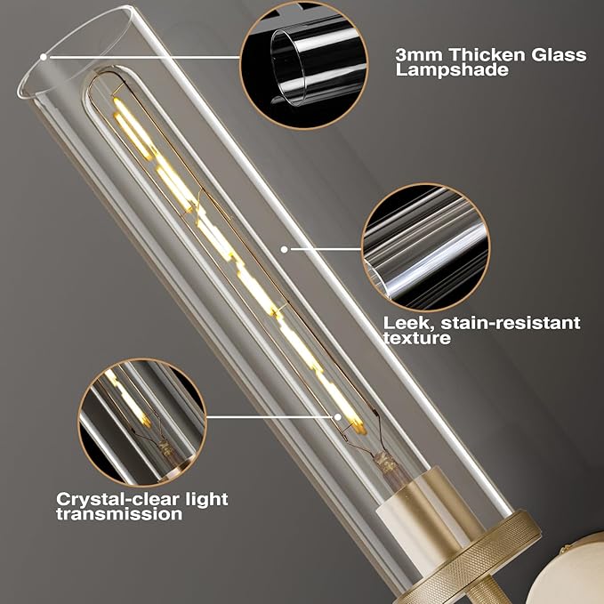 Gold Wall Sconces,19.48" Knurled Wall Sconces, Modern Light Fixtures Wall Lights for Living Room