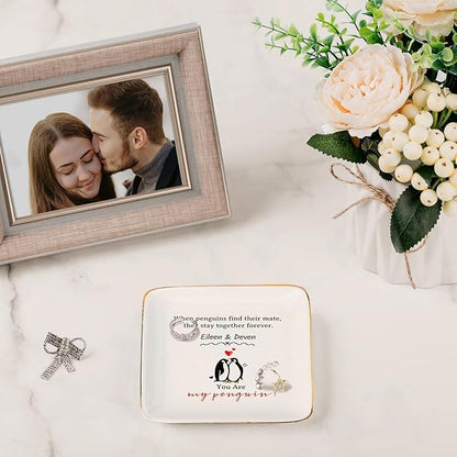 Valentines Day Gifts for Her Personalized Trinket Dish for Women Ceramic Jewelry Tray Romantic Gifts for Her I Love You Gifts Anniversary Birthday Valentines Gifts for Wife Girlfriend