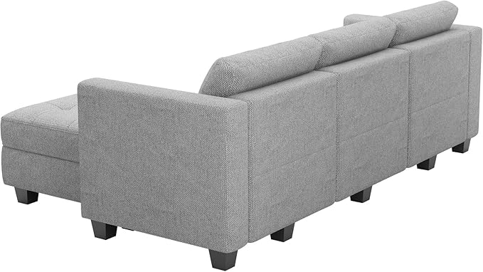 Belffin Modular Sectional Sofa L Shaped Sofa Couch with Storage Seats Convertible Sectional Couch Modular Sofa with Reversible Chaise Fabric Light Grey