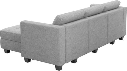 Belffin Modular Sectional Sofa L Shaped Sofa Couch with Storage Seats Convertible Sectional Couch Modular Sofa with Reversible Chaise Fabric Light Grey