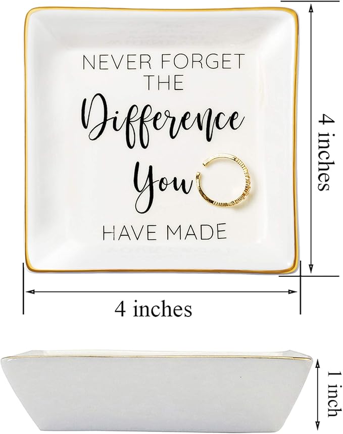 JoycuFF Thank You Gift for Women, Coworker Friends Teacher Retirement Gifts for Coworker Women Inspirational Ceramic Trinket Tray Gift for Colleague Leaving Job