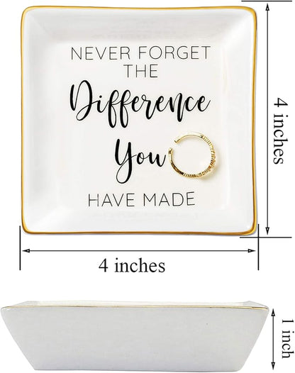 JoycuFF Thank You Gift for Women, Coworker Friends Teacher Retirement Gifts for Coworker Women Inspirational Ceramic Trinket Tray Gift for Colleague Leaving Job