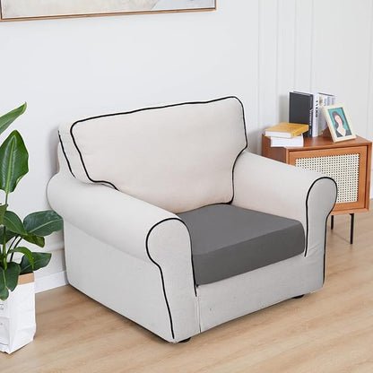 Easy-Going 100% Waterproof Chair Sofa Seat Cushion Slipcovers Couch Cushion Cover Stretch Furniture Protector for Kids, Pets (Chair Cushion, Light Gray)