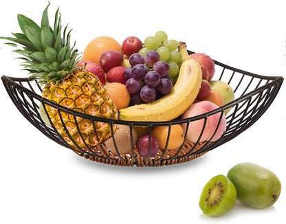 Wire Fruit Bowl,Metal Fruit Basket, Black Fruit Bowl for Kitchen Counter,countertop,Snack,Bread,Candy Storage Basket, Vegetable Basket, Home Decor Centerpiece, Fruit Holder Stand (9.8 x 2.76 Inches)