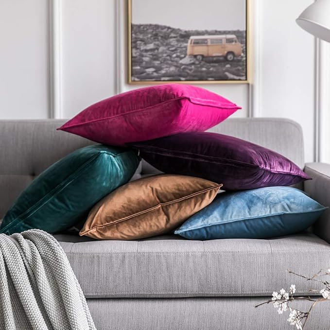 MIULEE Pack of 2 Christmas Decorative Velvet Throw Pillow Cover Soft Pillowcase Solid Square Cushion Case for Winter Sofa Bedroom Car 12x20 Inch 30x50 Cm Army Green
