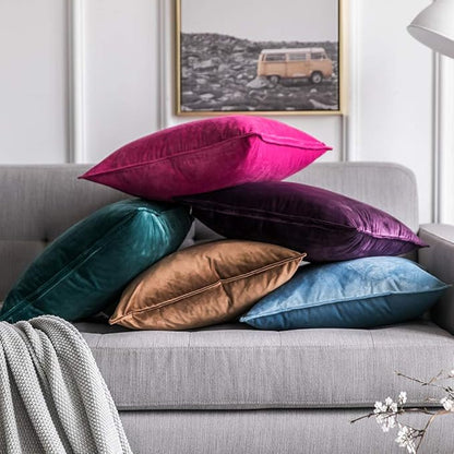 MIULEE Pack of 2 Christmas Decorative Velvet Throw Pillow Cover Soft Pillowcase Solid Square Cushion Case for Winter Sofa Bedroom Car 12x20 Inch 30x50 Cm Army Green