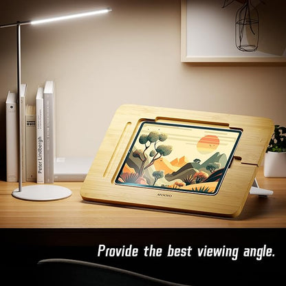 Bamboo Tablet Drawing Stand - Portable & Adjustable 5 Angles,Laptop Stands Riser, Book Reading Stand,Compatible with 9.7/10.2/10.5/10.9/11 inches
