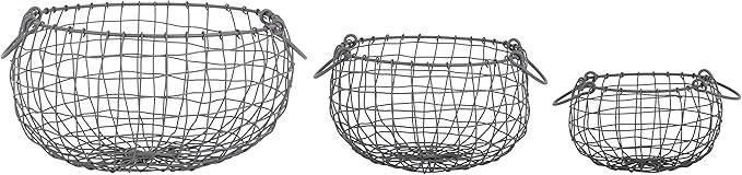 Esschert Design Wire Basket Small Round Diameter 22.3 cm Handles Decoration Garden Decoration