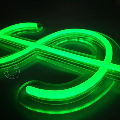 SYLHOME Dollar $ LED Neon Light Sign Money Home Bedroom Game Room Business Pub Store Bar Shop Office Wall Decor Sign Birthday Decor 5V USB Green 11.81" X 6.3"