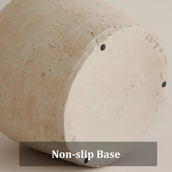 Large Ceramic Vase, 11" Rustic Farmhouse Terracotta Vase for Home Decor, Handicraft Decorative Flower Vase for Living Room, Table Centerpiece, Bedroom (Rustic Beige)