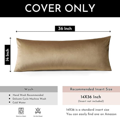 Artscope Luxury Velvet Lumbar Pillow Cover Super Soft Decorative Rectangle Pillowcases Soft Solid Cushion Cases for Couch Sofa Bedroom Car Decor 14x36 Inch Golden Brown