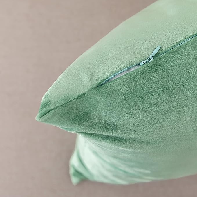 NiNi ALL Decorative Throw Pillow Covers Pack of 2, Velvet Cushion Case for Couch Bedroom Living Room Outdoor, Pillow Covers 16x16 Inch（40 x 40 cm） Sage Green