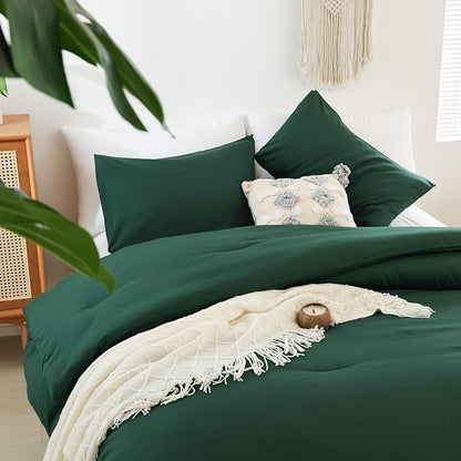 ROSGONIA California King Comforter Set Emerald Green, 3pcs (1 Boho Dark Forest Green Cal King Comforter & 2Pillowcases), Oversized Blanket Quilt