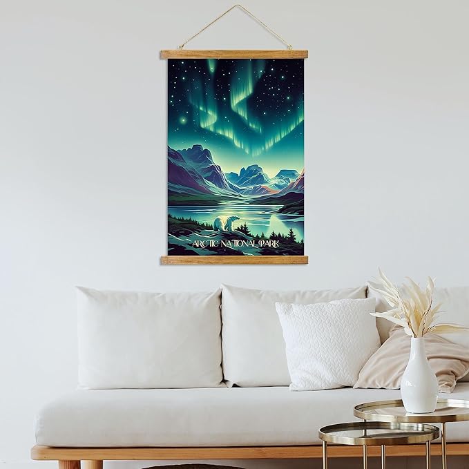ABoby Vintage Gates of the Arctic National Park Posters - Alaska Travel Posters - Retro Style Wall Decor with Wood Frames - Ready to Hang