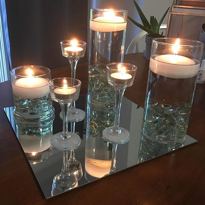 WGVI WGV Square Mirror Plate Sets Bulk 14" Width, 4.5 mm Thickness, Frameless Sanded Edges, Quality Thick Candle Tray, Home Event Party Wedding Table Centerpiece Wall Decor, 12 Pieces