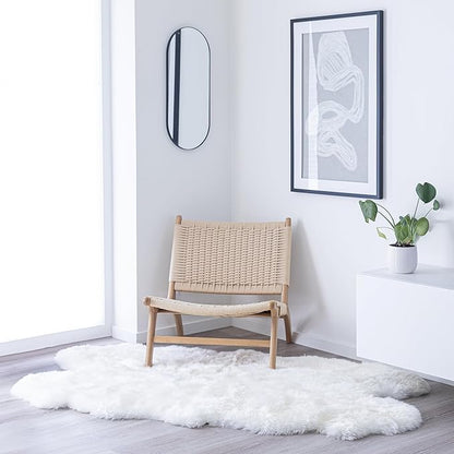 Real Sheepskin Rug 4x6 ft | Sheepskin Rugs for Living Room and Sofa | Bedside Rugs for Bedrooms | Large Fluffy Rug is Breathable & Heat-regulating in Color White