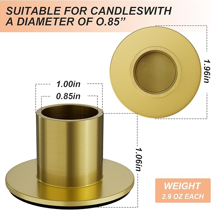 6 Pcs Brass Candle Holder - Elegant Taper Candle Holders, Classic Brass Candlestick Holders for Table Centerpiece, Festive Christmas Mantel Display or Sophisticated Home Decor