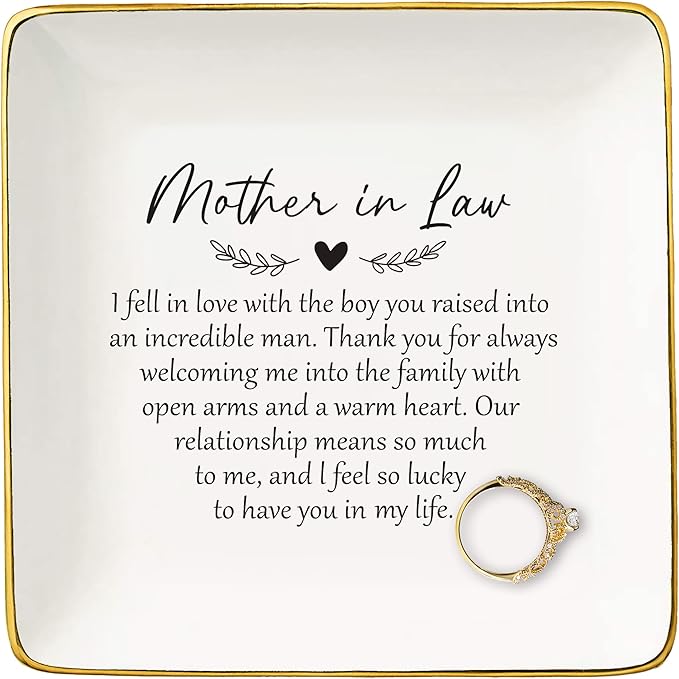 Mother Of the Groom Gifts from Bride,Bridal Shower Gifts for Mother-In-Law Gift,Wedding Gifts for New Mom-I Fell In Love With The Boy You Raised-Ceramic Jewelry Tray Trinket Holder Ring Dish