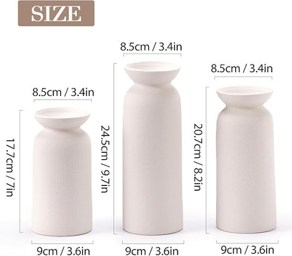 White Ceramic Vase Set of 3 Small Flower Vases for Decor Modern Boho Farmhouse Style Decorative Vases Dried Flowers