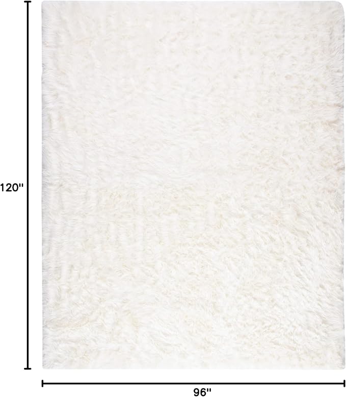 SAFAVIEH Faux Sheep Skin Collection 8' x 10' Ivory FSS235A Silken Glam 2.35-inch Thick Area Rug