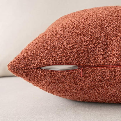 MIULEE 24x24 Inch Textured Boucle Throw Pillow Cover Burnt Orange Accent Solid Eruo Sham Pillow Case Decorative Soft Pack of 1 Couch Cushion Chair Sofa Bedroom Livingroom Home Decor