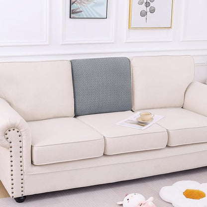 Smiry Waterproof Couch Cushion Covers, Stretch Jacquard Thick Sofa Cushion Covers, Washable Seat Slipcover Elastic Furniture Protector for Pets, Kid (Back Cover M, Light Grey)
