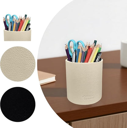 Pen Pencil Holder Cup Container PU Leather Desk Organizer Stand Decor Brush Scissor Holder Decoration Office Desk Home School