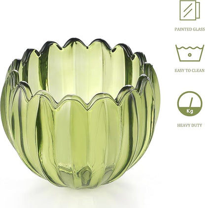 Tulip Lamp Shades Replacement, 5" Dia. * 4.25" H Green Glass Sconce Shade Heavy and Thick for Wall Sconces Pendant Lights Ceiling Lights Chandelier, 2 Pack