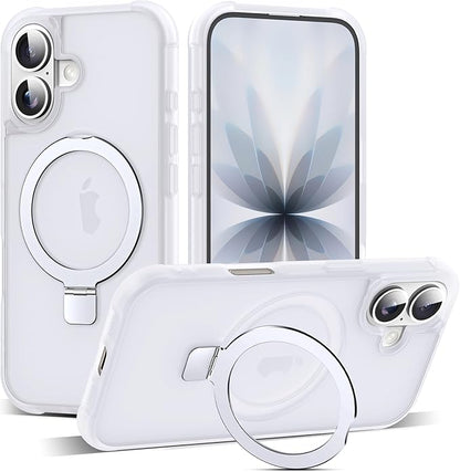 Compatible with iPhone 17 Case with Invisible Magnetic O-Ring Stand Military-Grade Phone Case for iPhone 17 6.3" [Compatible with Mag-Safe][Great Grip Feeling],Translucent