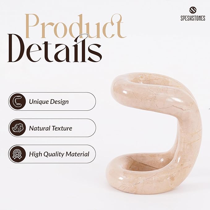 Marble Pen Holder For Desk 4 Inch Beige Stone Pen Organizer & Pencil Holder for Desk Accessories & Workspace Organizers - Stationary Holders for Gifts & Office Decor