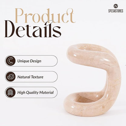 Marble Pen Holder For Desk 4 Inch Beige Stone Pen Organizer & Pencil Holder for Desk Accessories & Workspace Organizers - Stationary Holders for Gifts & Office Decor