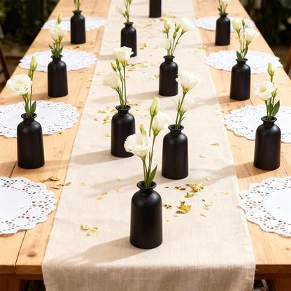 Black Bud Vases Set of 12 - Mini Black Ceramic Vase for Flowers, Small Modern Bud Vase for Table Decor, Boho Centerpiece for Home Decor, Centerpieces in Bulk for Wedding, Table, Party Decor