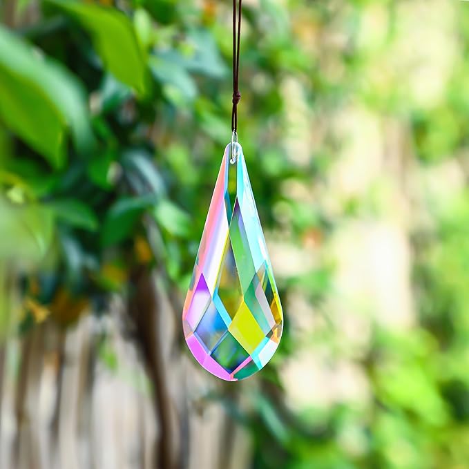 120mm/4.7in Crystal Suncatcher Prism Window Hanging Ornament Rainbow Glass Prism Sun Catcher Decor for Home Garden(AB Colors)