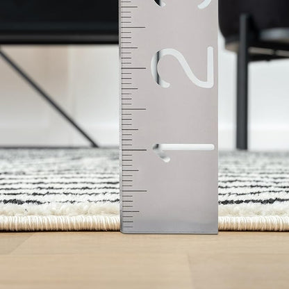 Abani Nuevo Collection Area Rug - Mid-Century Black & Ivory Arch Knot Design - 5' x 8' - for Living Room, Bedroom & Office