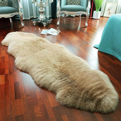 LLB Genuine Sheepskin Area Rug Wool Rug Fur Carpet Fluffy Shaggy Fur Rug for Living Room Kids Bedroom Real Sheepskin Throw Lambskin Rugs Sofa Mat Chair Seat Covers (Tan, 2 x 6 ft Sheepskin)