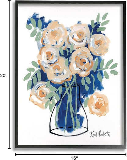 Stupell Industries Abstract Flower Swirls Pink Roses Line Art Vase, Design by Kait Roberts