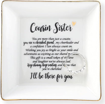 HOME SMILE Ceramic Ring Dish Jewelry Tray for Mom Sister Friends