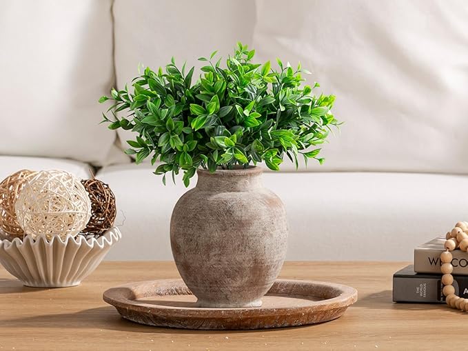 Ceramic Flower Vases Home Decor, 7.4 Inch Rustic Farmhouse Decorative Vase Pottery Pampas Grass Vases for Decor Table Living Room Entryway Mantel Bookshelf Bedroom Bathroom Kitchen - Rustic