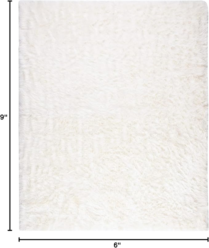 SAFAVIEH Faux Sheep Skin Collection Area Rug - 6' x 9', Ivory, Silken Glam Design, Non-Shedding & Easy Care, 2.35-inch Thick Ideal for High Traffic Areas in Living Room, Bedroom (FSS235A)