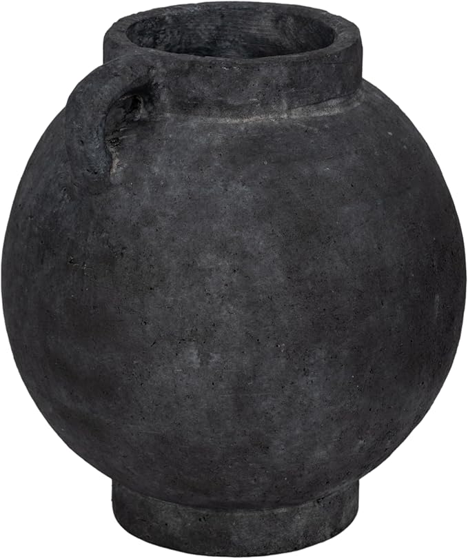 Decorative Flower Vase for Home Decor – Ceramic Vase for Flowers with Handle, Modern Black Table Accent for Living Room or Entry Display, Stylish Centerpiece for Contemporary Interiors – 10", Black