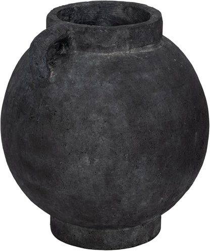 Decorative Flower Vase for Home Decor – Ceramic Vase for Flowers with Handle, Modern Black Table Accent for Living Room or Entry Display, Stylish Centerpiece for Contemporary Interiors – 10", Black