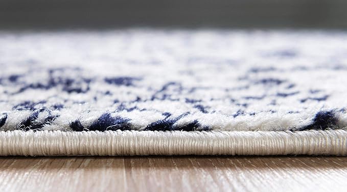 Rugs.com Arlington Collection Rug – 8 Ft Round Blue Medium-Pile Rug Perfect for Kitchens, Dining Rooms