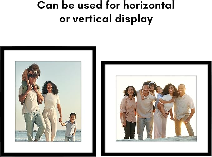 Americanflat 12x14 Picture Frame with Polished Plexiglass - Use as 9x11 Frame with Mat or Display 12x14 Photo Without Mat - Streamline Collection - Thin Border Picture Frames for Wall - Black