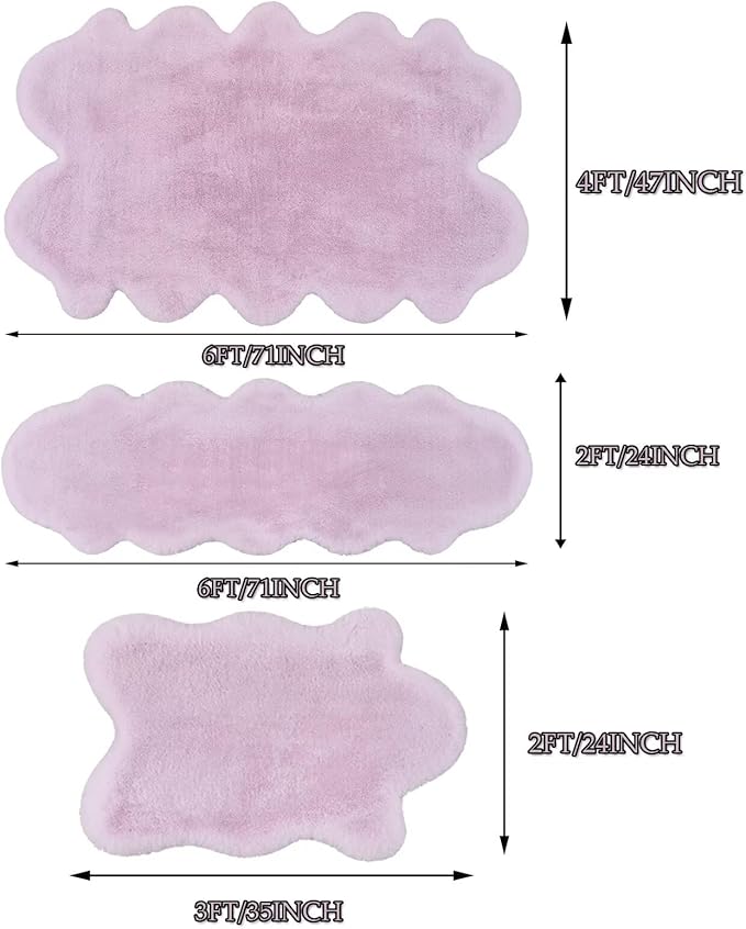 1700GSM Fuzzy Faux Sheepskin Fur Area Rug,Extra Soft Faux Fur Mat,Fluffy Shaggy Fur Rug for Bedroom Living Bedside Rug Room Decor-Lavender, 4 x6 ft