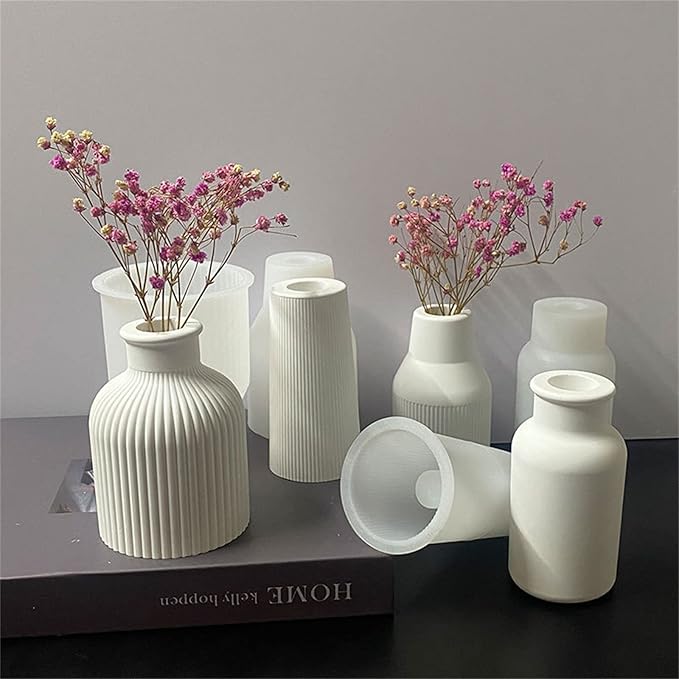 3D Round Planter Vase Silicone Mold for DIY Epoxy Resin Plaster Concrete Flower Pot Cement Clay Craft Mold Home Decor