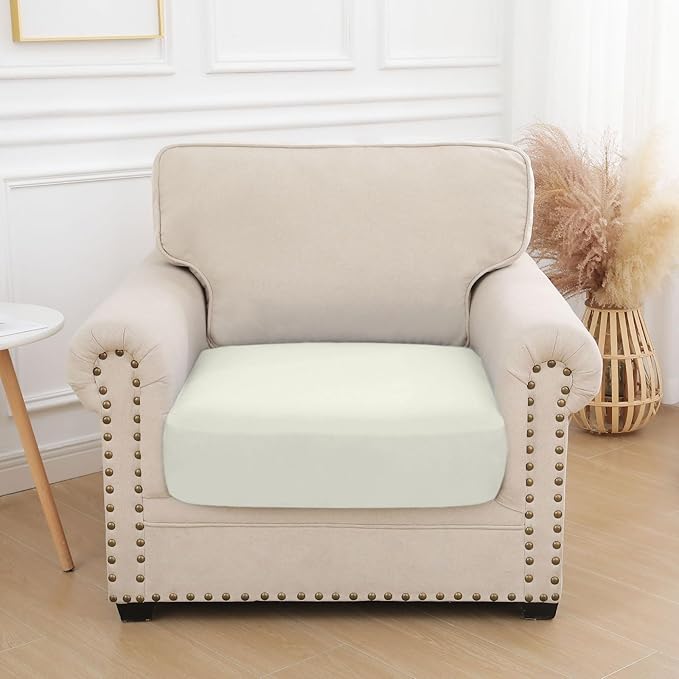 hyha Waterproof Couch Cushion Covers, Stretch Sofa Couch Seat Slipcover for Dog Washable, Non-Slip Waterproof Outdoor Cushion Covers for Patio Furniture Replacement (1 Piece for Small, Beige)