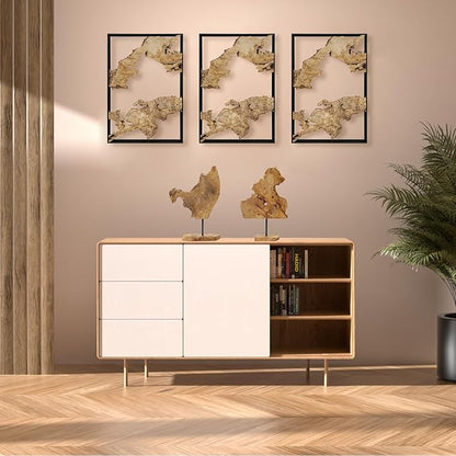 NAHARO Handcarved Root Wood Abstract Sculpture – Unique Rustic Tabletop Decor for Living Room,Entryway or Office, Eco-Friendly Wooden Art Gift