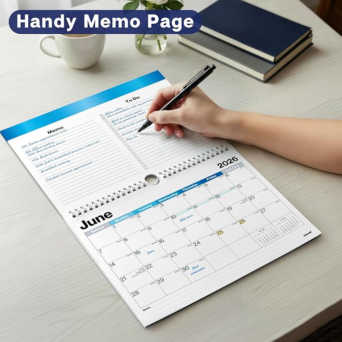 Dunwell 8.5x11" Wall Calendar 2026, Use January to December 2026, Use Hanging on Wall or Use as 8.5 x 11 Office Desk Calendar
