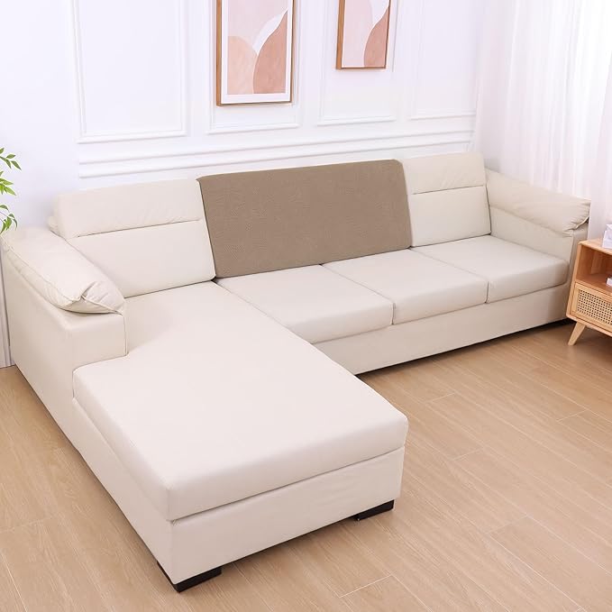hyha Individual Couch Cushion Covers, Stretch Magic Sofa Seat Cushion Covers Washable, Dog Couch Sofa Slipcover for Pets, Kid with Elastic Bottom(Back Cover L, Camel)