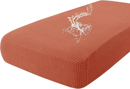 hyha Waterproof Couch Cushion Covers for Pets, Non Slip Sofa Seat Cover for Dogs Washable, Soft Thick Stretch Jacquard Fabric, Sofa Slipcovers with Elastic Bottom (1 Piece for Large, Rust)
